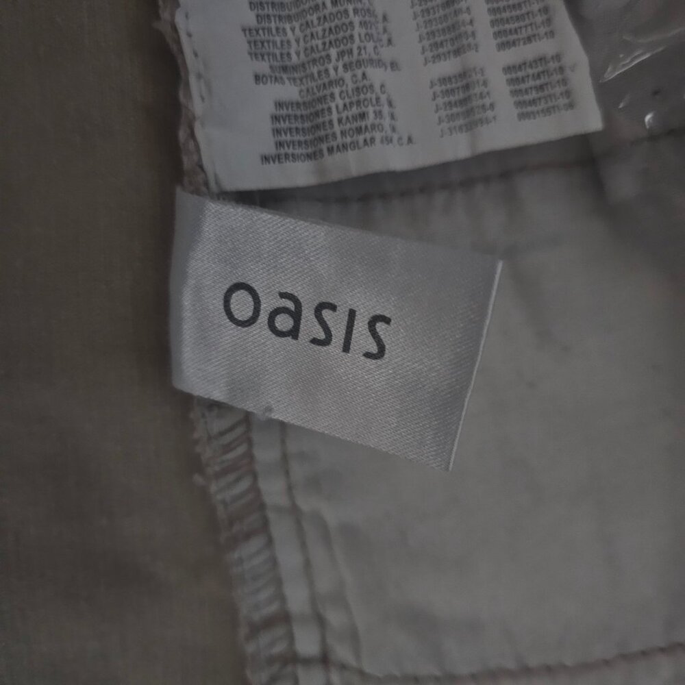 OASIS Tan Corduroy Cord Ribbed 5-Pocket Button Zip Fly A-Line Mini Skirt Size 10 - Picture 5 of 10